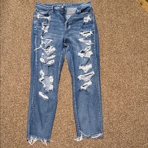 American Eagle Outfitters Ripped Blue Ankle Jeans